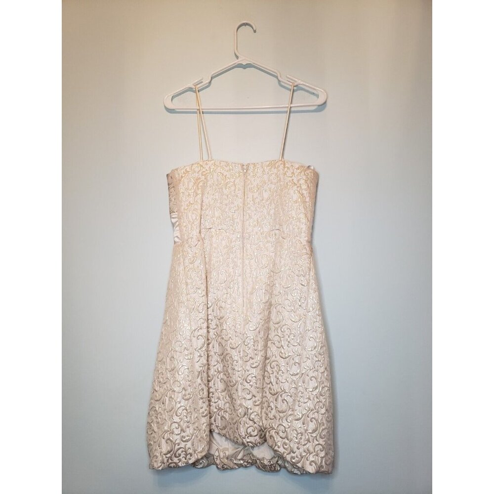 Betsy & Adam Women 8 Dress Formal Sleeveless Cream Floral Belt Short Prom Bubble - Picture 2 of 5